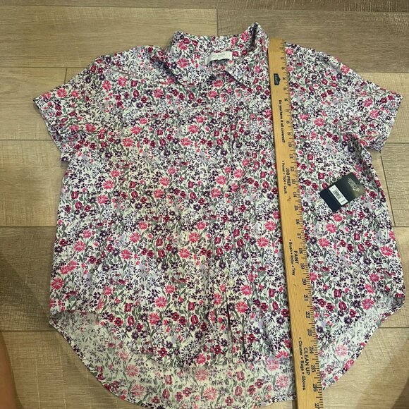 LUCKY BRAND Womens Floral Print Button-Down Shirt Short Sleeve Breathable LINEN - Picture 4 of 9